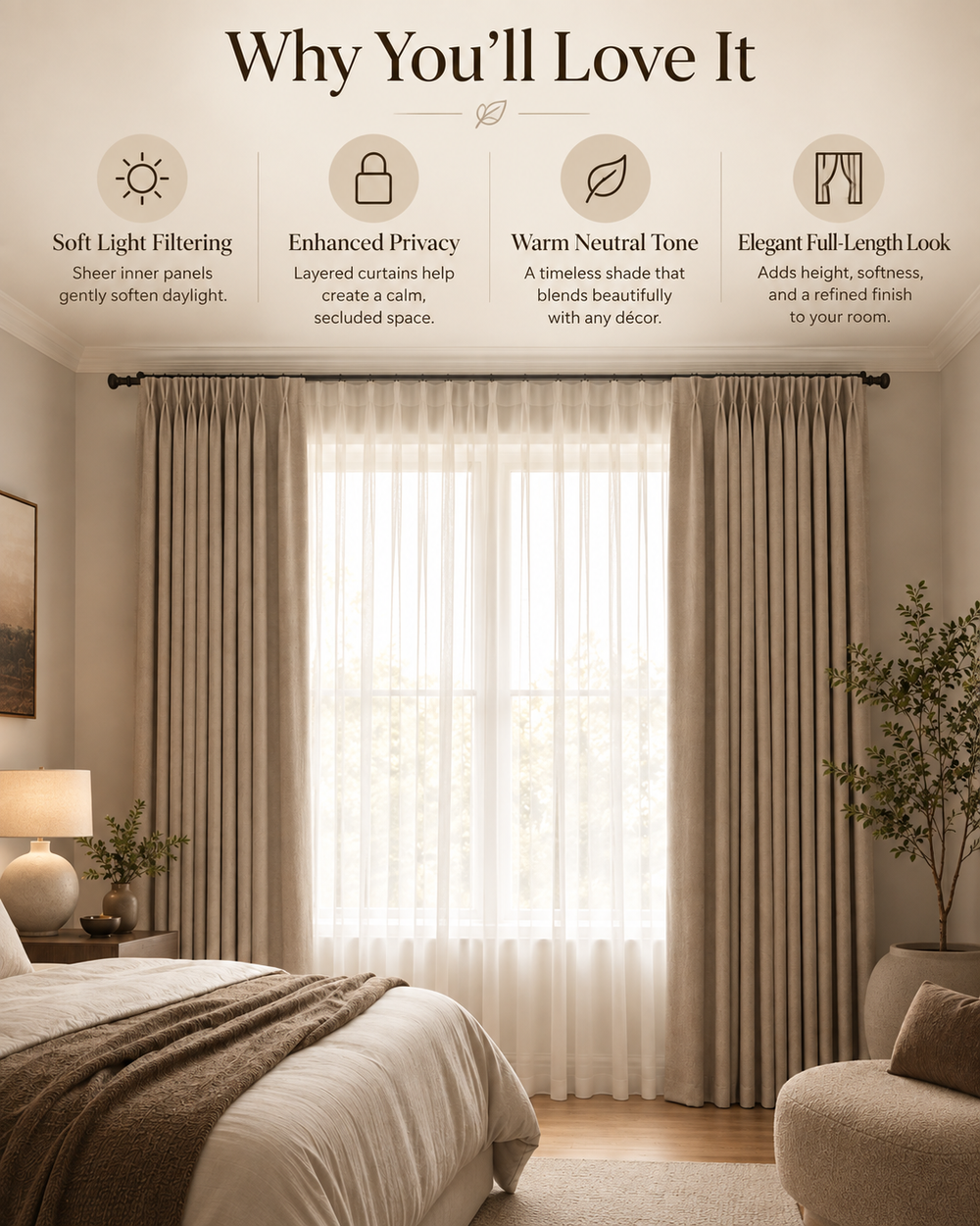 Velmorasa™ DayToNight Double Layer Curtain Set
