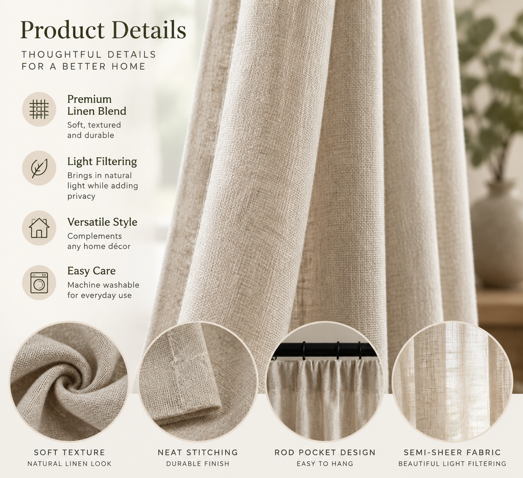 Velmorasa™ SoftPrivacy Semi-Sheer Drapes
