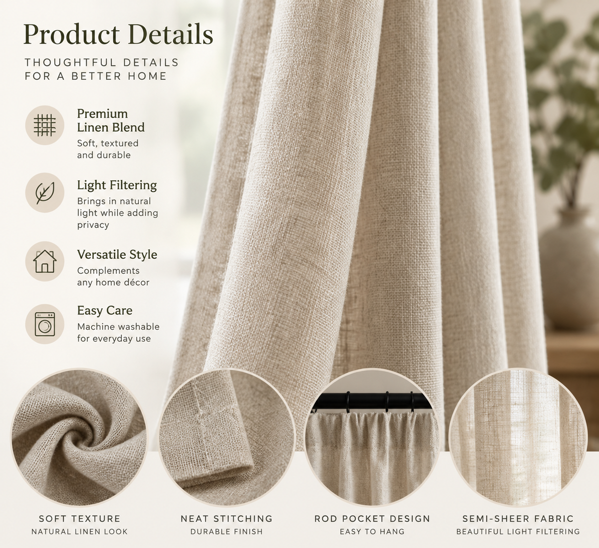 Velmorasa™ SoftPrivacy Semi-Sheer Drapes