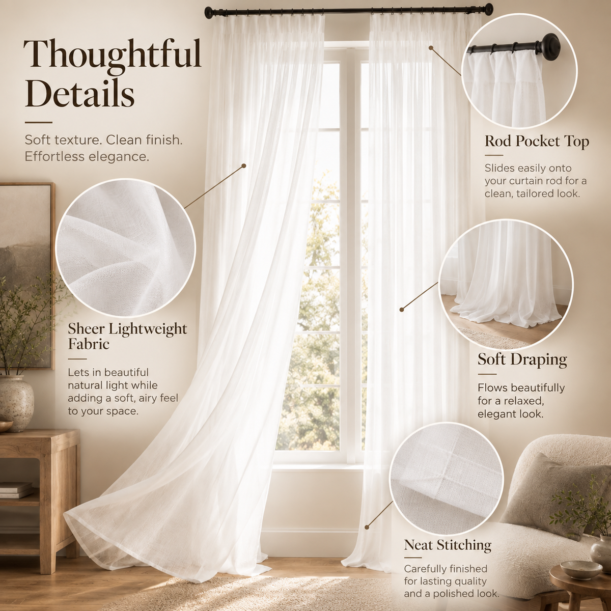 Velmorasa™ PureVeil Sheer Curtain Panels