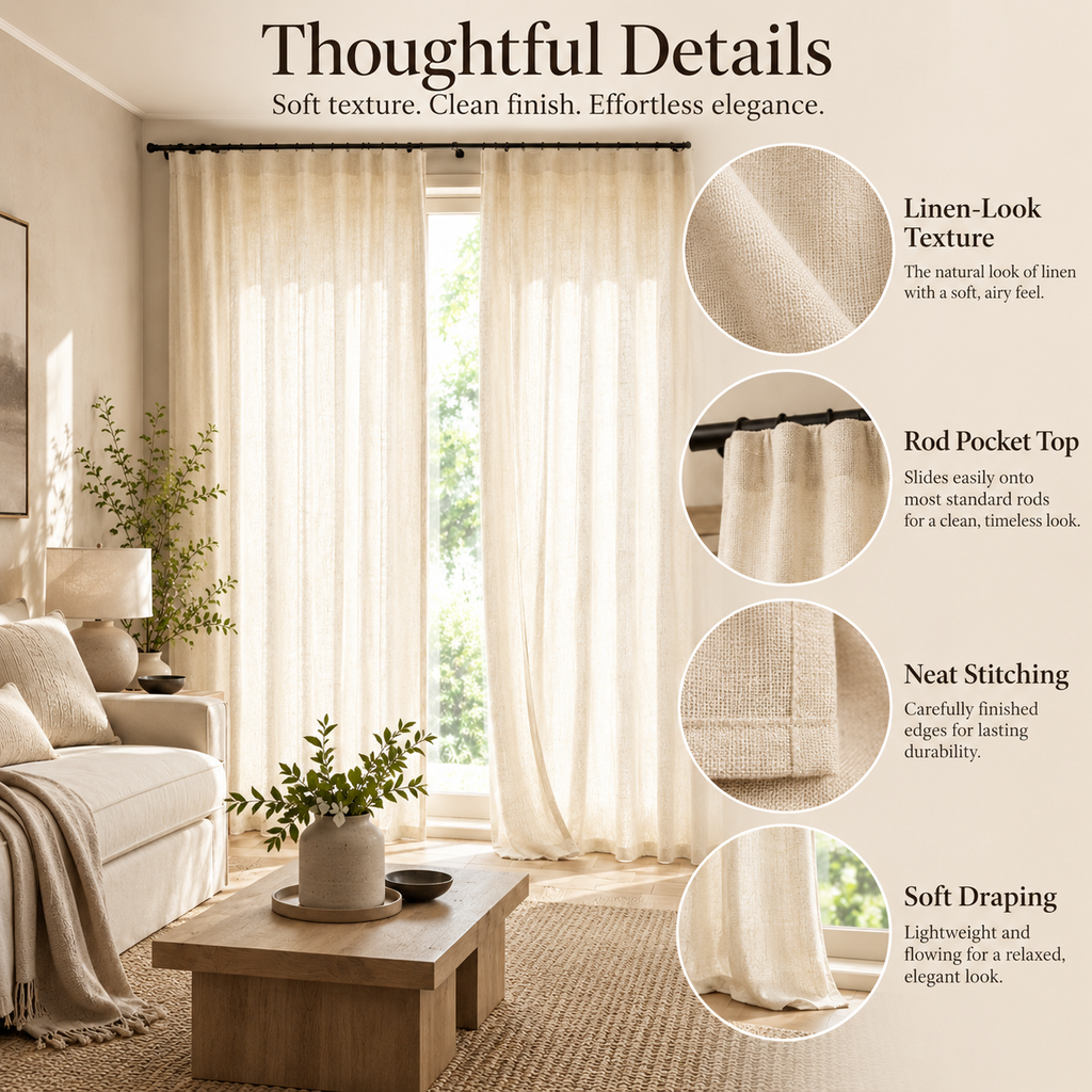 Velmorasa™ LinenGlow Light Filtering Curtains
