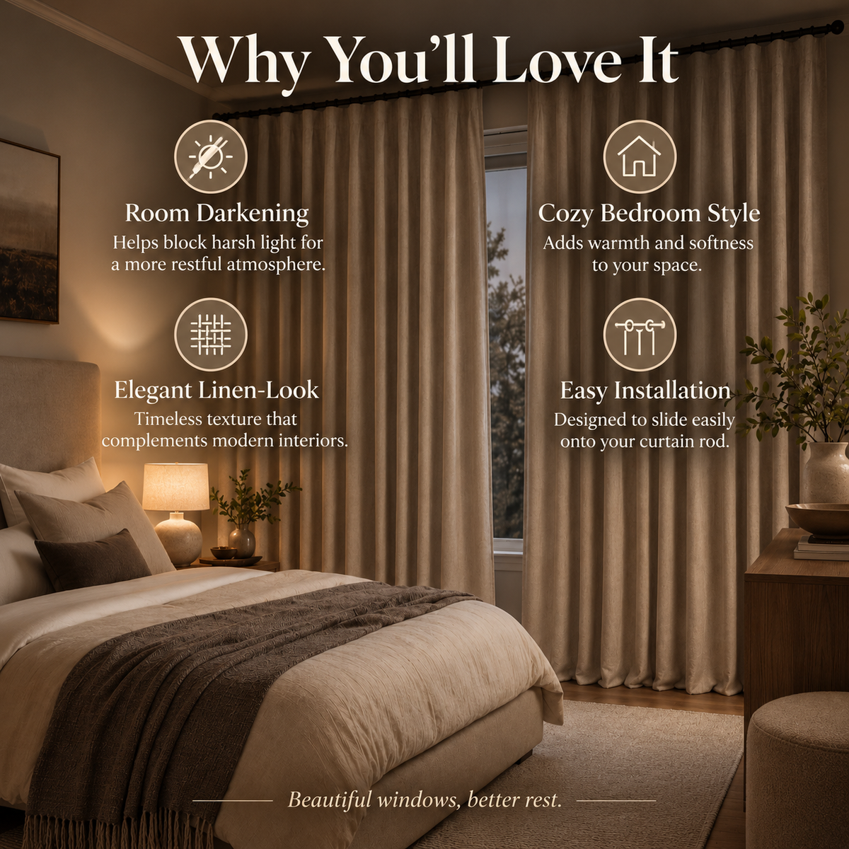 Velmorasa™ QuietNest Bedroom Curtains