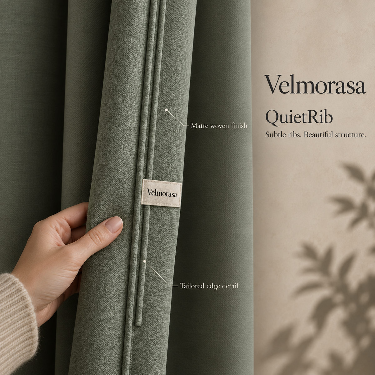 Velmorasa™ QuietRib Sage Blackout Curtains
