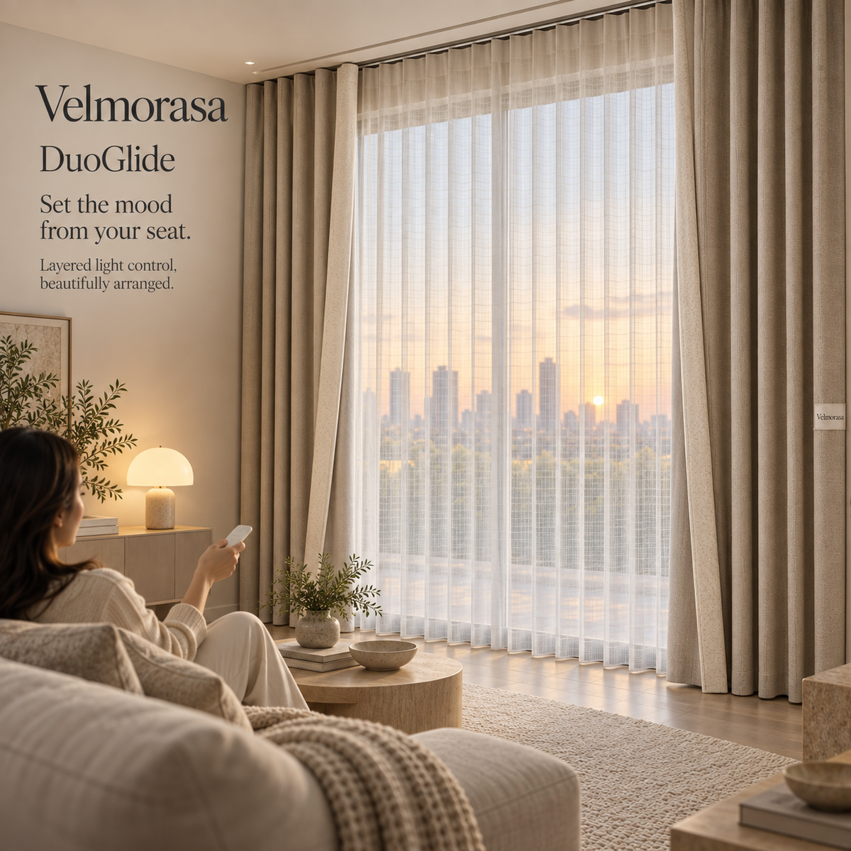 Velmorasa™ DuoGlide Day-to-Night Smart Curtains